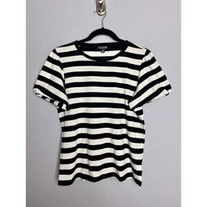NWt J.CREW Stripe T-Shirt MEDIUM Black/Cream Short Sleeves Beach Coastal Classic